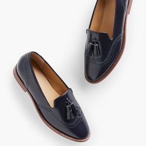 Talbots Leighton Brogue Box Loafers Navy Blue